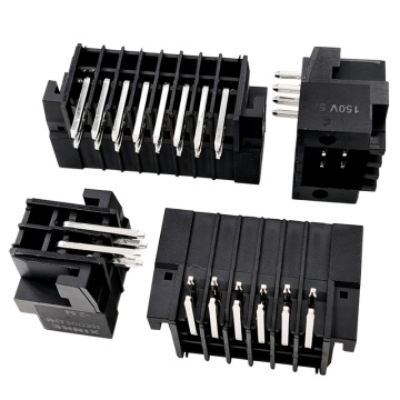 Αρσενική κεφαλή καρφίτσας ορθής γωνίας PCB 2,54 mm Pitch Compact διπλής σειράς με φλάντζα – Συγκόλληση διέλευσης, βάση βιομηχανικής βάσης