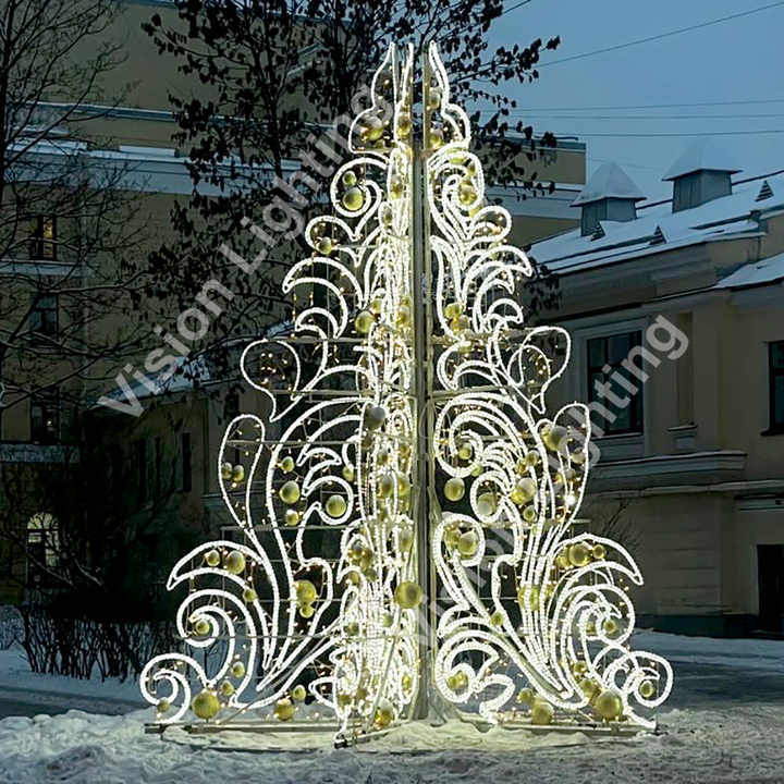 Outdoor RGB LED Decorative Christmas Tree with 3D Motif Design