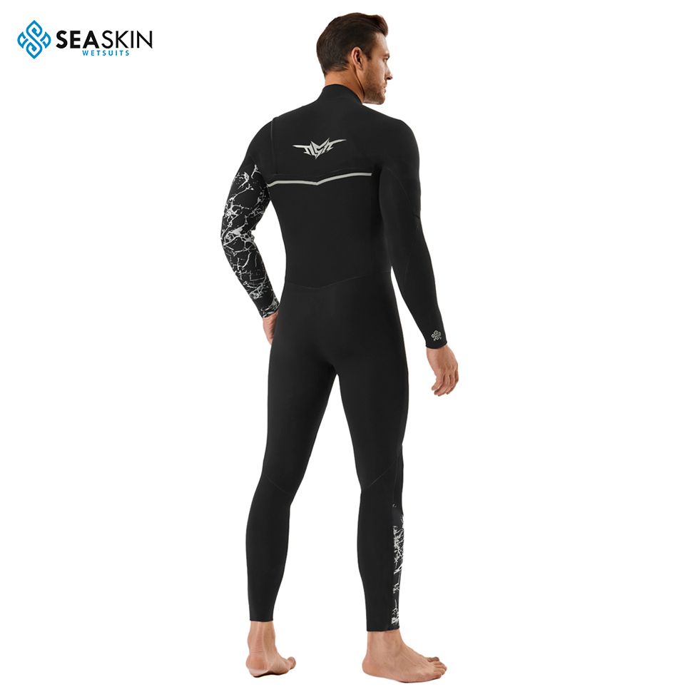 Seaskin personalizado masculino de 4/3mm de peito de mergulho completo