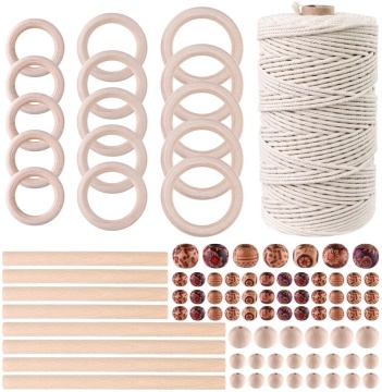 Anelli di legno non finiti mala perline Set fai da te