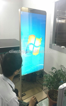 54 " FHD multi touch screen lcd advertising display mall kiosk support dual system