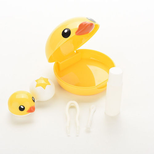 1Set Cute Yellow Duck Travel Glasses Plastic Contact Lenses Box Travel Contact lens Case Eyes Care Kit Holder Container Gift Hot