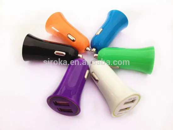 Newest 2-port USB:5V 2.1A+ 1A car charger for iphone 6 samsung portable charger