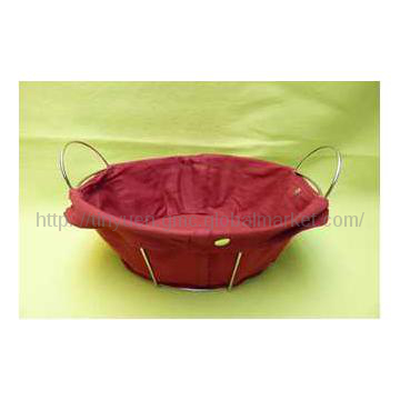 C/P ROUND WIRE COTTON BREAD BASKET - BURGUNDY