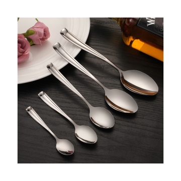 Makan Malam Mewah: Terokai Flatware Gaya Logam Premium kami yang ditetapkan dalam keluli tahan karat - pisau, garpu, sudu