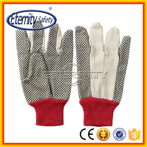 White canvas glove with pvc dots glove safety working glove