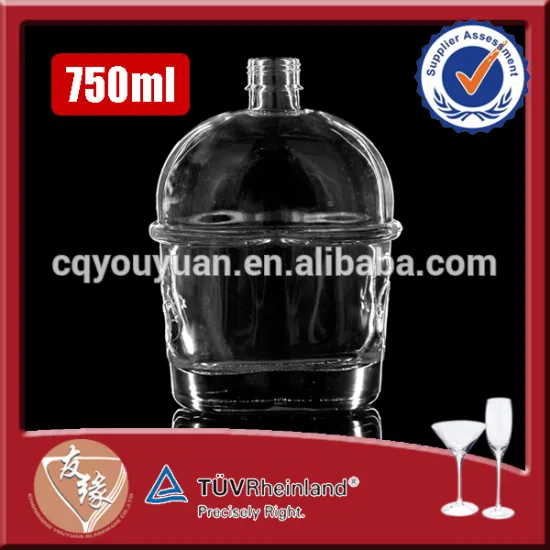 75 cl fashion embossed liquor bottle empty cheap price oval shaped glass bottles