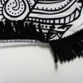 Circle Round Microfiber Beach Towel With Black Tassels