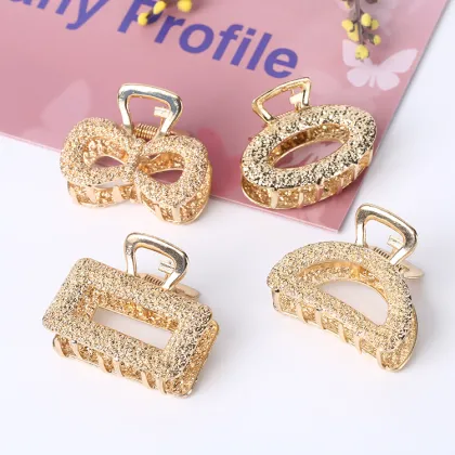 Flower glitter hair Crab claw clips metal gold