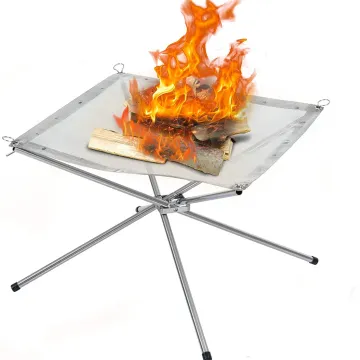 Outdoor Stainless Steel Bonfire Frame and BBQ Mesh Fire Pit for Camping