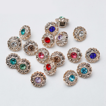 Factory Wholesale Custom Decorative Multicolor Shank Shirt Buttons: Rhinestone Plastic & Sunflower Designs