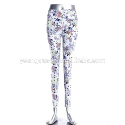 ZC13 Summer new casual pants printing elastic waist pants pencil pants pantyhose