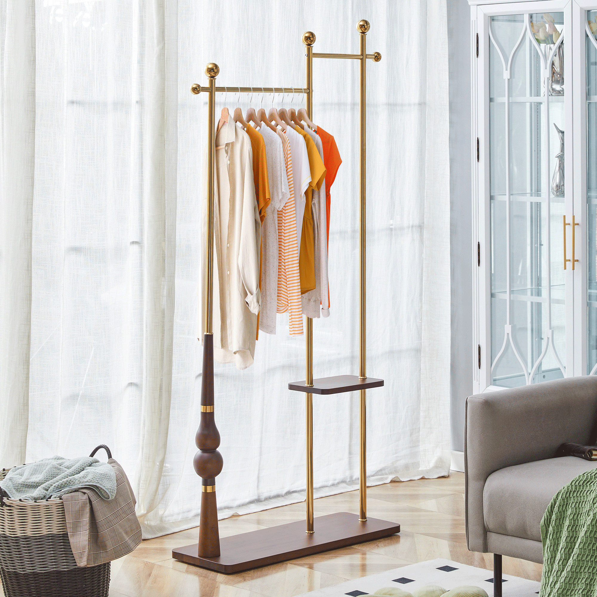 Vintage Design Coat Rack Silver Stand