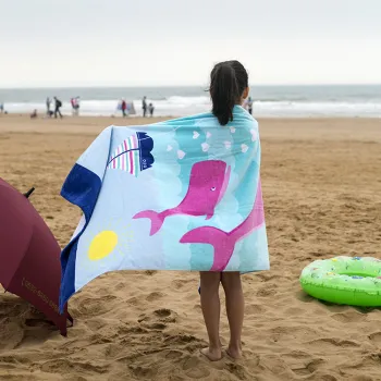 Cartoon Printed Cotton Beach Towel for Children