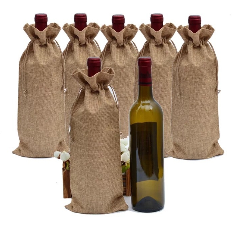 Bolsa de vino tinto de yute personalizado promocional