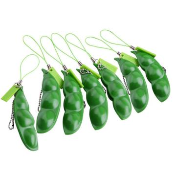 Infinite Squeeze Edamame Bean Pea Expression Chain Key Pendant Ornament Stress Relieve Decompression Toys Antistress Keychain