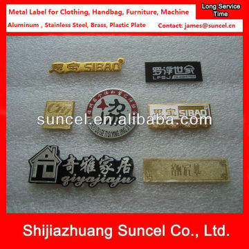 Metal Label for Clothing / Handbag / bag / Furniture / Machine