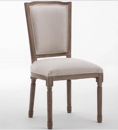 Antique Oak Upholstered French Nordic Wooden Louis chair
