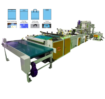 Fully Automatic Four-Function Side Sealing Soft Loop Patch Handle Bag Making Machine