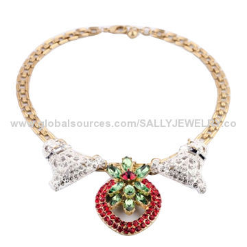 Gold-plated Euramerican Chokers, Made of Alloy/Rhinestone/Metal, OEM Colors/Sizes are Available