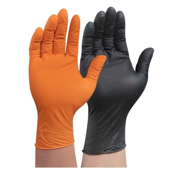 Disposable Orange Nitrile Gloves for Heavy Mechanical and Chemical Protection in Automotive Repair