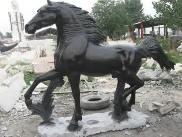 Life Size Black Marble Horse Statue
