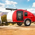 outdoor tiny house caravan teardrop trailer with shower