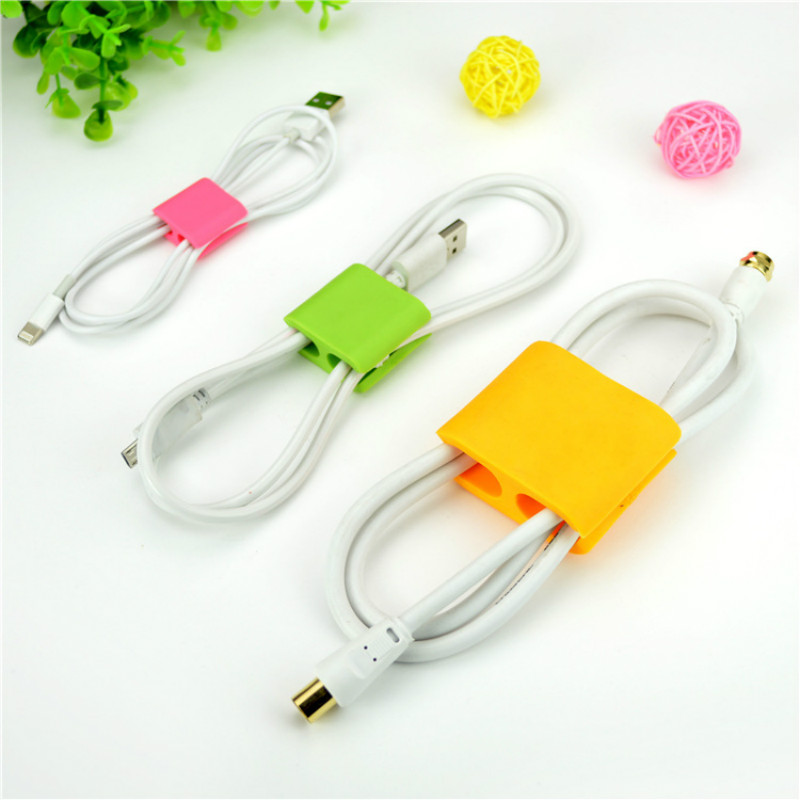 6pcs Korean version of high quality double hole wire winder headphone power cable winder cable clips