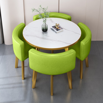 Modern Casual Solid Wood PU Leather Office Table with Dining Room Set