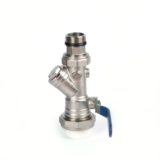 PPR brass mixing ball valve male connector 1/2" to 1" DN15 - DN32 blue Alu. handle brass ball valve