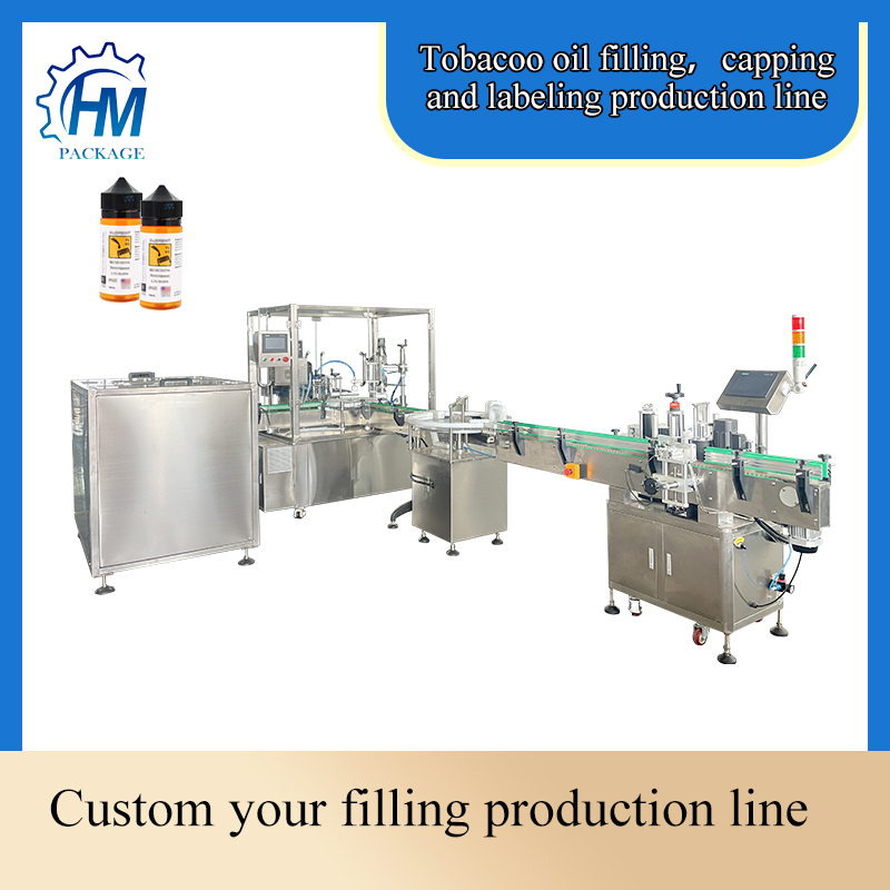 Tobacco oil bottles filling capping labeling machine production line