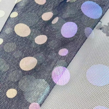 Schillernder Polka Dot-Folien-Polyester-Netzstoff