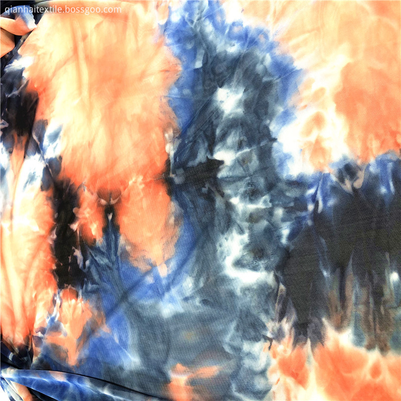 100% polyester mesh tie dyed