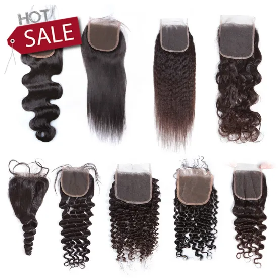 Hot Sale  Amanda Eliana Bleached Knots 100% Unprocessed Virgin Human Hair 4x4 Inch Natural Swiss Lace Closure Piece