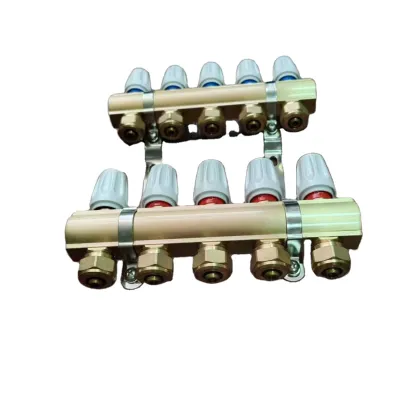 4 Loop Brass Radiant Heat PEX Floor Heating Manifold for PEX Hydronic Radiant Floor Heating System