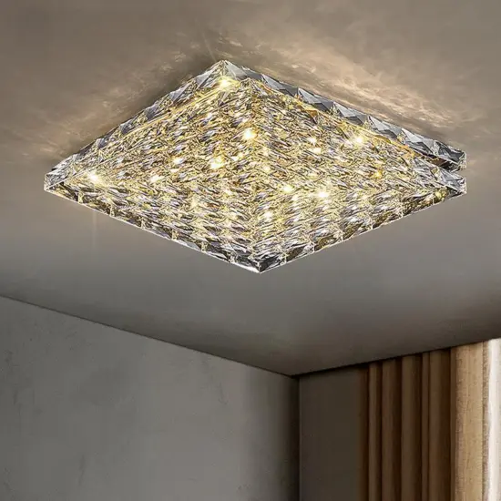 Competitive Price Hanging Sloped Silver Chandelier Luxury LED Crystal Ceiling Lamp