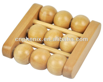 Wood Foot Massager 9 Ball Wooden Roller Stress Relief Body Massage Relax Feet