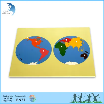 Classroom montessori educational toys Wooden puzzle of the World