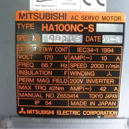 Mitsubishi HA100NC-S AC Servo Motor: Specifications and Information