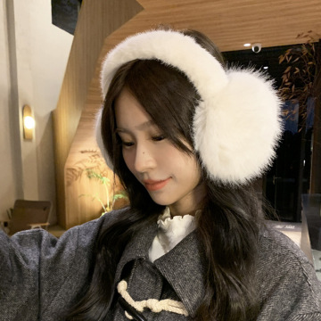 Wholesale Cute White Warm Windproof Plush Earmuffs for Women and Students