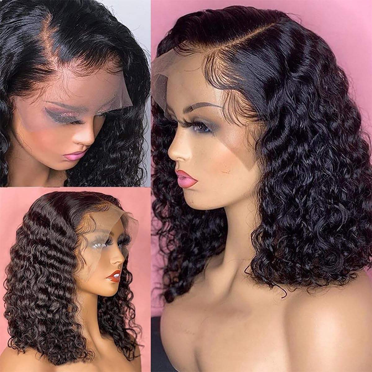 Jeftini Kinky Curly Short Bob Wig Ljudska kosa Prednja perika za crne žene Veleprodaja Bezgledno Full HD Clour Frontal Perika Ljudska kosa