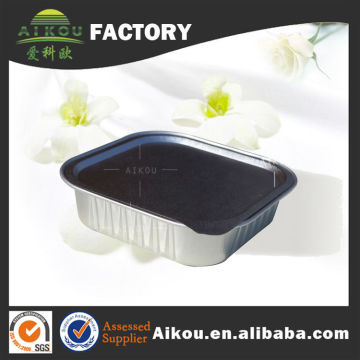Custom made microwave aluminium foil wet food tray with clear lid