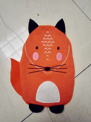 gift of fox hot water bag with knitted cover