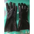 Black PVC chips cotton linning gloves open cuff