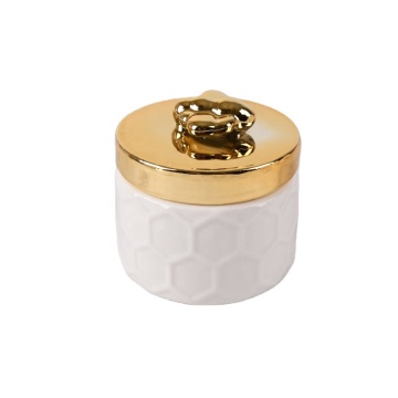 Ceramics Jewelry Box with Golden Bee Lid