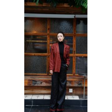 Zaokong Xiyu Chaqueta de traje de gasa de nube roja de seda china