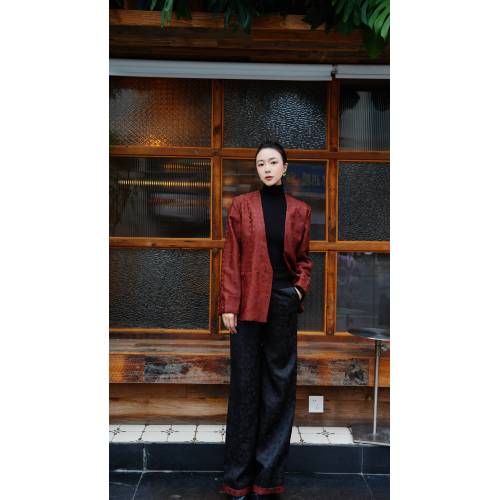 Zaokong Xiyu Chaqueta de traje de gasa de nube roja de seda china