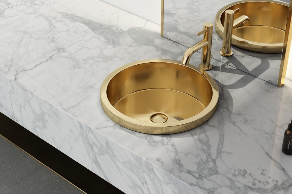 Meiao Round Gold Bathroom Countertop Basin