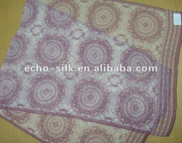 Printed 100% silk ggt long scarf