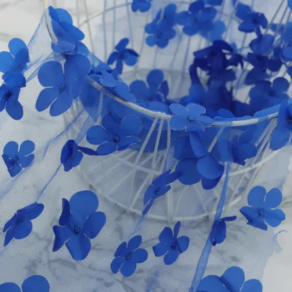 Flower Pattern Nylon Knitted Tulle Fabric